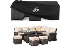 Kipiea Pokrowce na Meble Ogrodowe, Wodoszczelny, Kwadratowe Zewnątrz Okrowiec Ochronny na Stół na Krzesło Wiatroszczelny, 420D pokrowce na stół ogrodowy Anti-UV, bez łez- 250x250x90cm