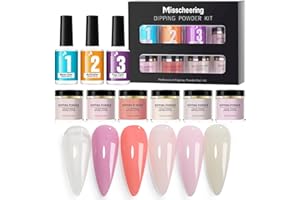 Layhou 6 Colors Dipping Powder Set Dip Powder Nail Art Starter Kit for DIY Salon No LED Nail Lamp Needed Nail Art Manicure with Base Top Coat Activator