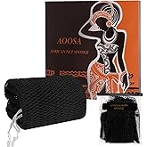 AOOSA African Scrub Sponges, African Net Sponge with Cord | Quick Drying Long Bath Sponge, Lots of Bubble, African Nylon Net