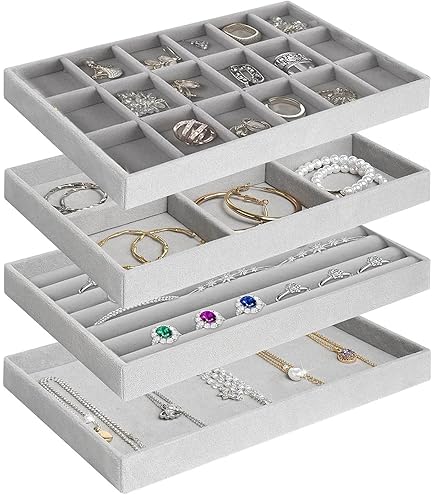 JackCubeDesign 11 Copartents Stackable Leather Jewelry Tray Earring