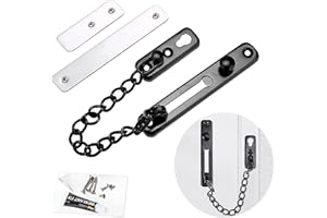 Yisscen Catena Porta Acciaio, Catena Porta Inossidabile Catena per porta di sicurezza con vite di montaggio Senza Forare Catena porta Antifurto con fibbia ispessimento per Home Hotel, nero