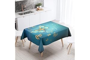Fansu Rectangular Polyester Waterproof Tablecloth, Creative 3D butterfly pattern Table Cover,Multi-purpose Decorative for Party Banquet Garden Outdoor or Indoor (blue-green,100x140cm)