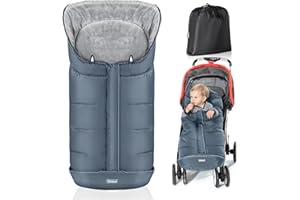 Orzbow Saco Silla Paseo Universal Invierno, Saco Carro Bebe Invierno con Pile Coral, Impermeable, Tira Reflectante, Partículas Antideslizantes y Cremallera, Lavabile in Lavatrice, Gris