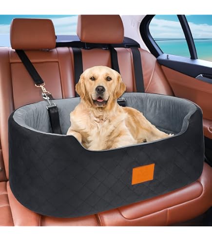 Leder-Look Autositz Für Hunde – Wasserabweisend, Mit Gurt, Für Kleine Bis Mittlere Hunde, 50x55 Cm