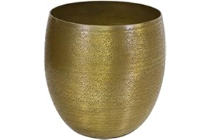 Casa Moro Doniczka Leon M Ø 29 cm, okrągła, w stylu antycznego złota, aluminium, ręcznie wykonana, styl boho, designerska donica na kwiaty, ABK503