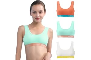 INNERSY bustier flicka bomull sport bh utan bygel bralette flerpack 3 | Sport-BH barn till tonåringar 6–16 år, magfria toppar med breda band, bygellös bysthållare underkläder 116–170