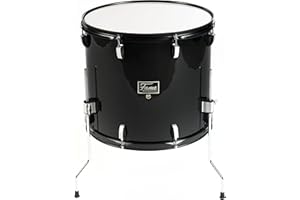 Fame First Step Floor Tom Drum, 18"x16", Piano Black, Mischholz Kessel, Aluminium Hardware, Robuste Stahlspannreifen, Ideal für Anfänger und Musikschulen"