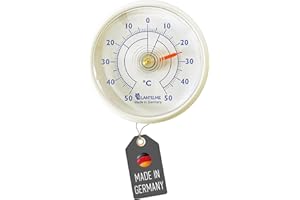 Lantelme Kühlschrankthermometer selbstklebend Temperatur + - 50°C im Weiß | Thermometer für Gefrierschrank Eisfach Kühltheke Kühlzelle Kühlfach Kühlschrank | zum ankleben Bimetall Analog (Weiß)