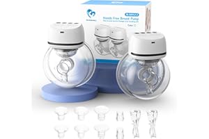 Sacaleches Eléctrico Manos Libres Portátil Doble Bellababy, Bajo Ruido, 4 Modos y 6 Niveles de Succión, Extractor de Leche Viene con Bridas de 24 mm, Inserto de 17, 19 y 21 mm, 2 Piezas