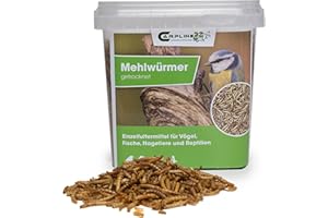 Carpline24 Getrocknete Mehlwürmer 1000 ml - Proteinreiche Insekten als Futter für Reptilien, Nager, Igel & Fische, Vogelfutter, Winterfutter