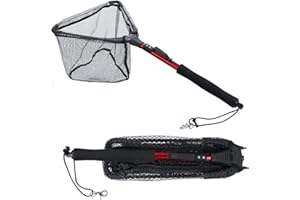 Sougayilang Épuisette de pêche, épuisette d'épuisette de poisson, poteau télescopique pliable pliable, maille en nylon durable, capture ou libération sûre des poissons