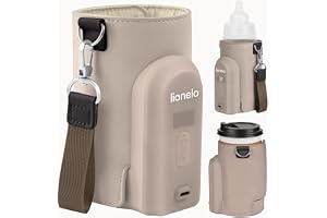 LIONELO Thermup Go Evo Bärbar Flaskvärmare för Resor, USB-C Laddning | 5 Temperaturer 38–50 °C, Passar Alla Flaskor 50–80 mm, upp till 9 h Drift, LCD Display, Säker Sensor, för Bil och Promenad