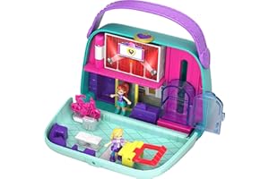 Polly Pocket GCJ86 Coffret Univers le Sac à  Boutiques avec 2Mini-Figurines et Accessoires, Autocollants et 5 Surprises Cachees, Jouet Enfant, Multicolore Exclusivité sur Amazon
