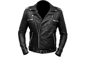 Fashion_First Walking Dead Jeffrey Dean Morgan Negan Veste de moto en cuir noir style Brando