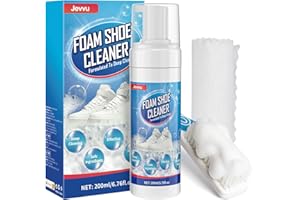 Jevvu Sneaker Reiniger Set 200 ml – Schuhputzset mit Schuhbürste & Mikrofasertuch für weiße Sneaker & Schuhe – Schuhreiniger für Leder, Stoff, PU & Canvas