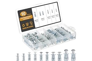 Gueenky 90 Piezas Tacos de Expansión, M4 M5 M6 M8 Tacos Anclaje de Expansion Pared Hueco Tacos Metálicos para Materiales Huecos para Chapa Hierro Chapa Plástico Chapa Aluminio
