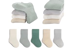 QIYIENDIAN Calcetines de algodón 5 Pares de calcetines suave elástico del bebé colores sólidos Niños Niñas