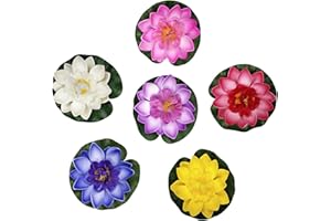eioororriy 6 PCS Artificial Lotus Simulation Water Lily Props Lotus Pool,Artificial Pond Floating Plants Waterproof Lotus Flower,Can be Used in Gardens, Pools,Ponds,Aquariums