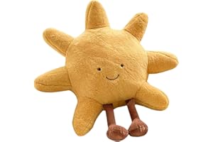 PORUPAEL 10in Sun Moon Plush Pillow Adorable Cuddle Plush Toy Soft Throw Pillows Plush Car Seat Cushion Squishy Toys for Cuddling Napping Room Decor (Yellow Sun)