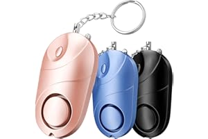 Alarme personnelle [3 Pack], Qoosea Safe Sound Alarme de Sécurité Personnelle porte-clés sirène 140 dB avec lumière LED, alarme de sécurité d'autodéfense d'urgence pour Enfants/Femmes/Personnes âgées
