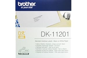 Brother DK-11201 Rotolo di Etichette Carta bianca, Nero su Bianco, Dimensioni 29 x 90 mm, 400 Etichette/Rotolo