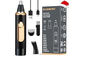 RAXMETRY Nose Hair Trimmer for Men,Rechargable Nose Trimmer with LED Display,2025 Professional Upgrade Painless Noses Hair Trimmer Dual Edge Blades with IPX7 Waterproof for Easy Cleansing,Black