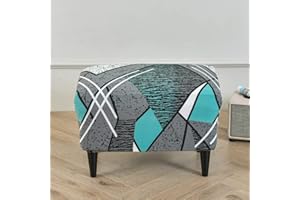 Highdi Ottoman Cover Rectangle Polyester Spandex, Stretch Footstool Slipcover,Stool Protector Cover with Elastic Bottom,Removable Washable Dustproof Footrest Pouffe Covers (grey blue,1pc)