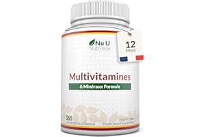 Multivitamines et Minéraux - 365 Comprimés (12 Mois) - 25 Nutriments dont Vit A B C D Fer Zinc Magnesium - Complément Alimentaire Homme et Femme - Vitamines, Minéraux et Compléments - Nu U Nutrition