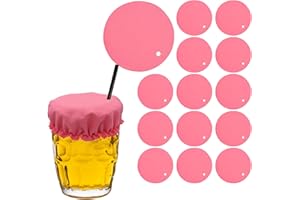 Wolancy 10PCS Getränkedeckel Scrunchie mit Strohhalmloch, Getränkedeckel für Alkoholschutz, Getränkedeckel Scrunchie für Frauen Männer (Pink)