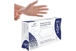 FARLA MEDICAL MediHands Vinyl Clear Large Gloves, Disposable Surgical Gloves, Box of 100, Powder Free, Latex Free, Protein Free, Medical, Food, Multi-Use