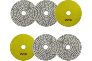 Nass Diamant Polierpad 100mm 6 Stücke Körnung 200 Polierscheiben für Granit Marmor Kunststein Quarz für Winkelschleifer SANLEETEK