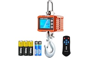 CGOLDENWALL Bilancia per Gru 2000kg/4400lb, Industriale Sospesa Bilancia a Gancio con Display Lcd Retroilluminato e Kg/Lb/N Commutabile, Ideale per Aziende Agricole, Caccia e Edilizia, Arancione