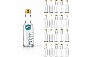 ESPIRITO REBELDE 20 Mini Bouteilles en Verre 50ml 5cl pour Alcool - Mignonettes Vides Idéales pour Cadeaux de Mariage, Whisky, Rhum, Sauce - Petites Fioles pour Invités, Petit Pot en Verre, Cadeau Unique