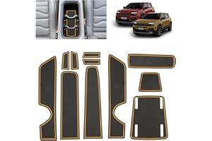 BSTW Compatibile con Jeep Avenger SUV 2023 2024 2025 Tappetini Antiscivolo per Jeep Avenger EV Hybrid 4x4 4XE Tappetini in Gomma per Console Centrale, Porta Bicchieri, Scanalatura Porta (Giallo)