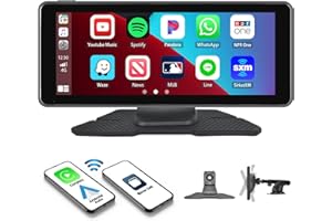 CAMECHO Wireless Portable Car Stereo 6.86 inch HD Car Play Screen with Wireless Carplay Android Auto Mirror Link Bluetooth FM Transmitter GPS Navigation Voice Control Fit for Cars & Trucks