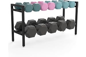 bimiti Justerbar Hantelhylla i Stål, Bärkraft 300 kg | Hantelställ med Justerbara ben för Hemmagym, Hantelställ 80×25×43 cm