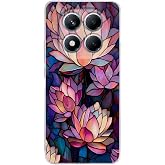 PrintiFy Redmi Note 14 Pro 5G ile Uyumlu Vitray Sessiz Lotus Tasarımlı Şeffaf Silikon Kılıf