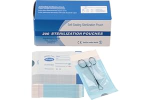 Agatige 200Pcs Self Sealing Sterilization Pouch, 57 x 130mm Autoclave Sterilizer Bags Self Sealing Cleaning Pouch with Indicators for Dental Offices Tattoo Nail Art Accessories