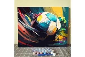 Walarky DIY Paint by Numbers,Colorful Soccer,Canvas Oil Painting Kit for Kids & Adults,16X20 inch Drawing Paintwork Acrylic Pigment,for Boys Room Wall Decor Sports Decor for Boys Bedroom Frameless