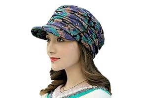 BeerMmay Casquette à Bord Court plissé Floral, Chapeaux d'hiver pour Femmes
