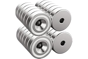 Magnetpro 24 magneti da 10 kg, 20 x 7 mm, con foro e capsula, calamita a testa svasata con viti