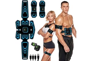 WARDBES EMS Bauchmuskeltrainer, EMS Muskelstimulator, EMS Trainingsgerät,6 Modi & 9 Intensitäten,Elektrostimulation Muskelstimulation Bauchmuskeltrainer,ABS Stimula für Bauch/Arme/Beine