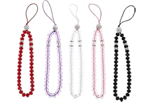 ibasenice 5Pcs Lanière de Téléphone Portable Perlée Sangle de Bracelet Longue Porte-Clés Cadeaux pour Femmes Filles Clés de Téléphone Portable Sacs Portefeuilles Sacs à Main Décorations