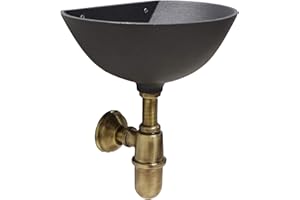 Fonderia Bongiovanni | Fontana a muro da esterno | Vasca a muro | Modello 600 | lavandino da esterno | grigio ghisa con sifone in ottone Brunito per casa giardino