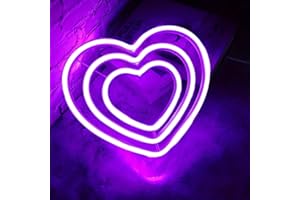 ZVO Enseigne Lumineuse au Néon, LED Cœur Veilleuse Nuit Signes, Néon USB/Piles Décoration Murale Panneau Lumineux Néon pour Fête, Saint-Valentin, Mariage, Salle de Séjour, Salon - Violet