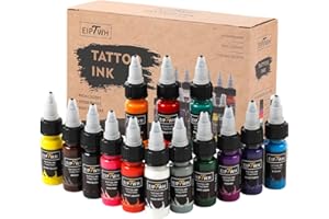 FONPOO Set di 14 inchiostri per tatuaggi, 15 ml, pigmenti per tatuaggi da 0,5 once per Liner & Shader, trucco permanente, body art Inks