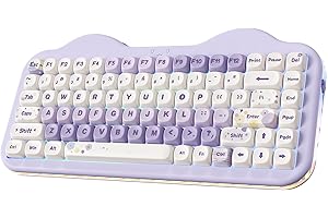 ‎YUNZII YUNZII C75 Bezprzewodowa Mechaniczna Klawiatura, 75% Układ Hot Swappable Kremowa Klawiatura NKRO,Uroczy Projekt Ciasta BT5.0/2.4G/USB-C dla Win/Mac/Gaming (Fioletowy, Candy Linear Switch)