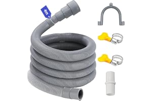 AUNGCSHE Tubo Scarico Lavatrice 1/1.5/2/2.5/3/4/5/6M, per 4 Dimensioni di Interfaccia, Prolunga Tubo Scarico Lavatrice, Prolunga per Scarico Lavatrice Kit, Tubo Scarico per Lavastoviglie e Lavatrice(4 M)