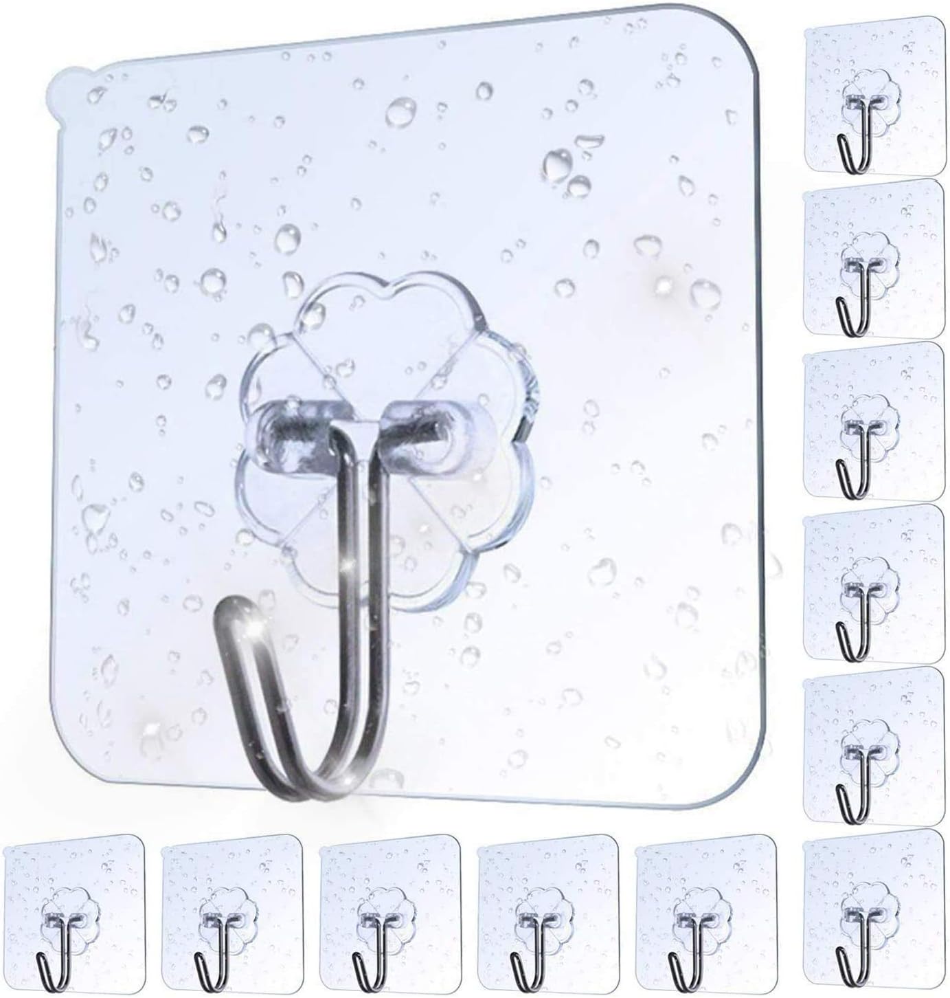 AOMEES Adhesive Hooks Heavy Duty Wall Hooks 8kg (Max) Self Adhesive Hook 12pcs
