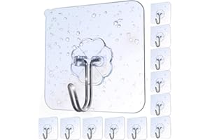 AOMEES Adhesive Hooks Heavy Duty Wall Hooks 8kg (Max) Self Adhesive Hook 12pcs